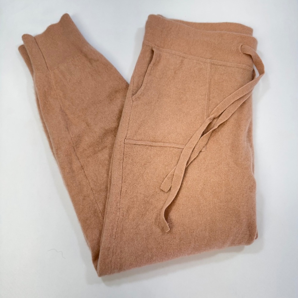 J.Crew 100% Cashmere Jogger Pants Womens Small Camel Tan Drawstring Loungewear